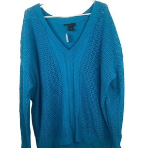 Lane Bryant Women’s Crochet Long Sleeves Sweater Blue Size 22/24